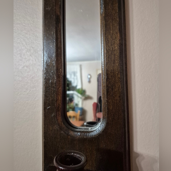 Vintage Mirrored Wood Candle Sconces - Picture 7 of 15